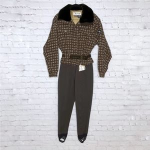 Obermeyer 90’s Brown Nordic Megeve Ski Suit